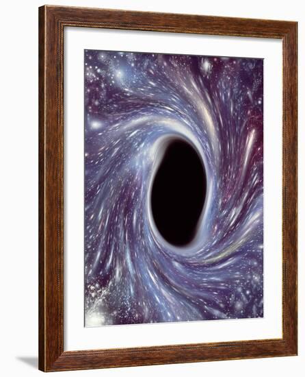 Computer Artwork of a Black Hole Against Starfield-Mehau Kulyk-Framed Photographic Print