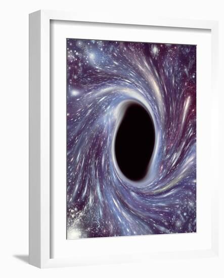 Computer Artwork of a Black Hole Against Starfield-Mehau Kulyk-Framed Photographic Print