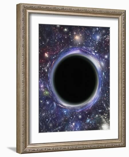 Computer Artwork of a Black Hole Against Starfield-Mehau Kulyk-Framed Photographic Print