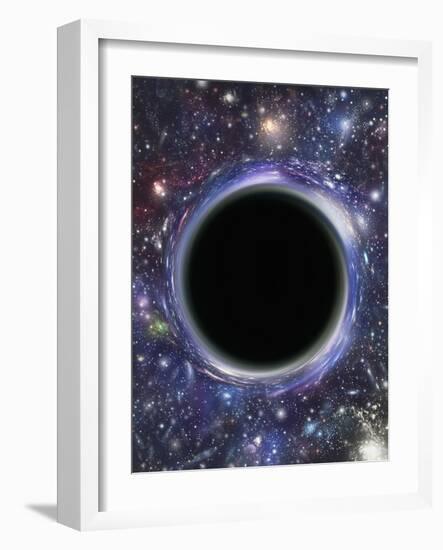 Computer Artwork of a Black Hole Against Starfield-Mehau Kulyk-Framed Photographic Print