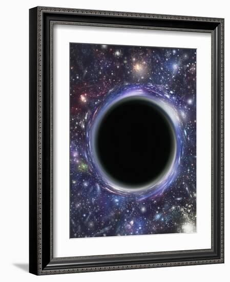 Computer Artwork of a Black Hole Against Starfield-Mehau Kulyk-Framed Photographic Print