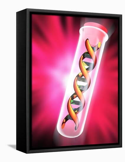 Computer Artwork of a DNA Sample In a Test Tube-Victor Habbick-Framed Premier Image Canvas
