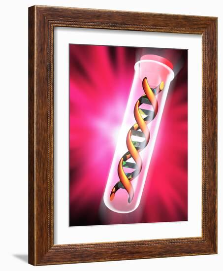 Computer Artwork of a DNA Sample In a Test Tube-Victor Habbick-Framed Photographic Print