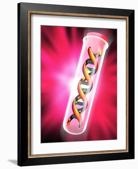 Computer Artwork of a DNA Sample In a Test Tube-Victor Habbick-Framed Photographic Print