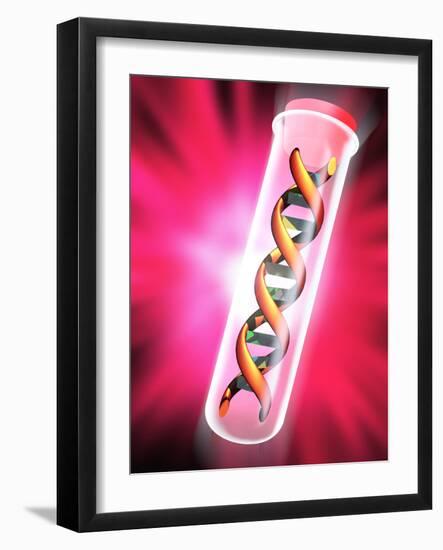 Computer Artwork of a DNA Sample In a Test Tube-Victor Habbick-Framed Photographic Print