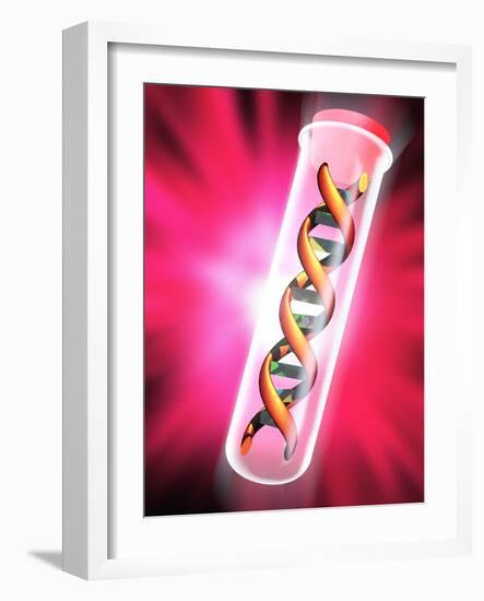 Computer Artwork of a DNA Sample In a Test Tube-Victor Habbick-Framed Photographic Print