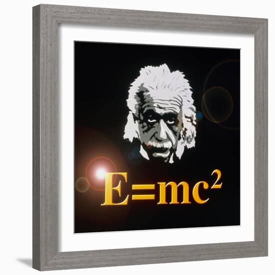 Computer Artwork of Albert Einstein And E=mc2-Laguna Design-Framed Premium Photographic Print