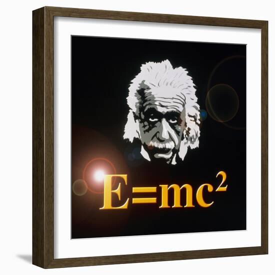 Computer Artwork of Albert Einstein And E=mc2-Laguna Design-Framed Premium Photographic Print