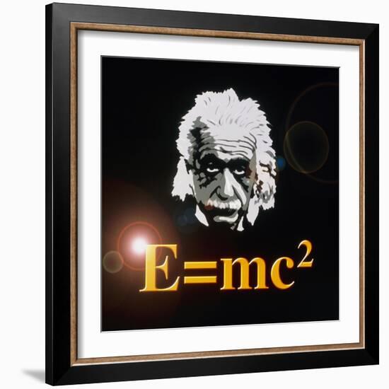 Computer Artwork of Albert Einstein And E=mc2-Laguna Design-Framed Premium Photographic Print