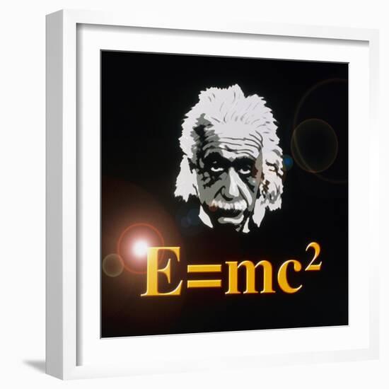 Computer Artwork of Albert Einstein And E=mc2-Laguna Design-Framed Premium Photographic Print