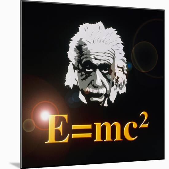 Computer Artwork of Albert Einstein And E=mc2-Laguna Design-Mounted Premium Photographic Print