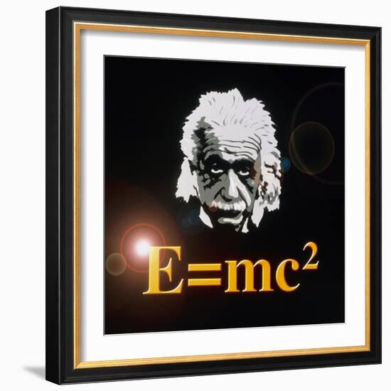 Computer Artwork of Albert Einstein And E=mc2-Laguna Design-Framed Premium Photographic Print