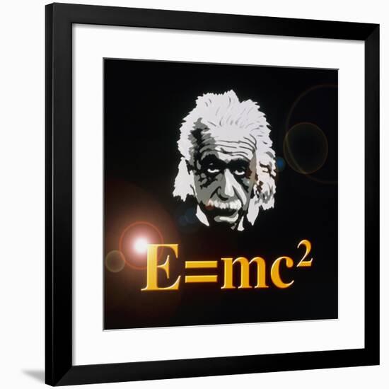 Computer Artwork of Albert Einstein And E=mc2-Laguna Design-Framed Photographic Print