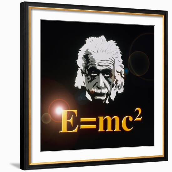 Computer Artwork of Albert Einstein And E=mc2-Laguna Design-Framed Photographic Print