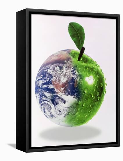 Computer Artwork of Half Earth And Half Apple-Victor Habbick-Framed Premier Image Canvas