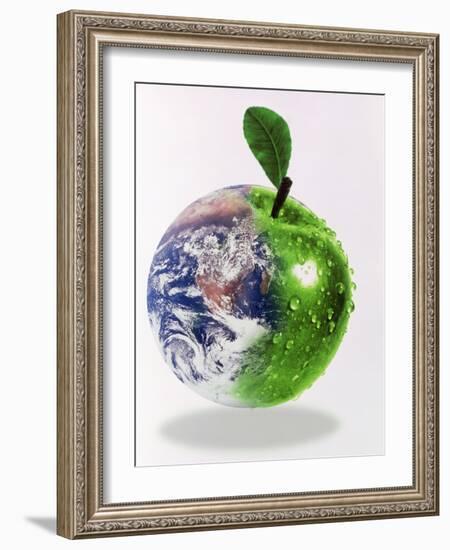 Computer Artwork of Half Earth And Half Apple-Victor Habbick-Framed Photographic Print
