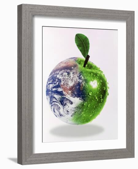 Computer Artwork of Half Earth And Half Apple-Victor Habbick-Framed Photographic Print