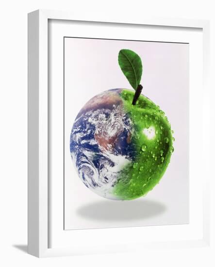 Computer Artwork of Half Earth And Half Apple-Victor Habbick-Framed Photographic Print