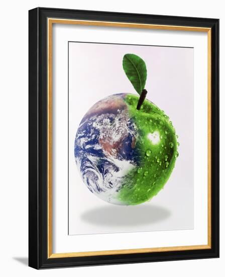 Computer Artwork of Half Earth And Half Apple-Victor Habbick-Framed Photographic Print