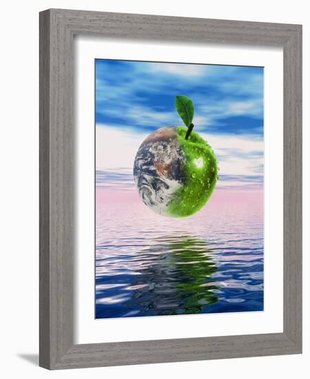 Computer Artwork of Half Earth And Half Apple-Victor Habbick-Framed Photographic Print