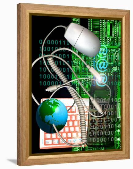 Computer Artwork of Internet Communication-Victor Habbick-Framed Premier Image Canvas