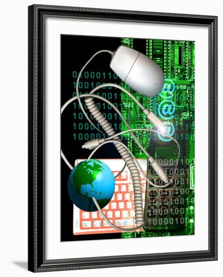 Computer Artwork of Internet Communication-Victor Habbick-Framed Photographic Print