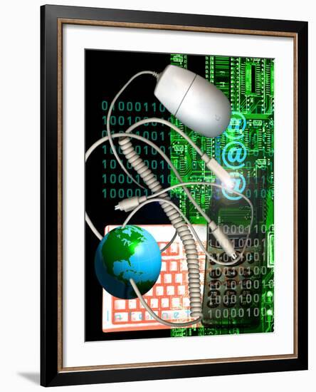 Computer Artwork of Internet Communication-Victor Habbick-Framed Photographic Print