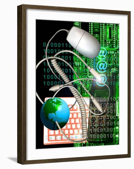 Computer Artwork of Internet Communication-Victor Habbick-Framed Photographic Print