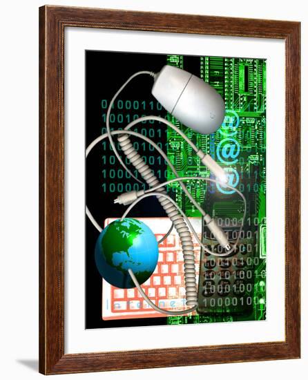 Computer Artwork of Internet Communication-Victor Habbick-Framed Photographic Print