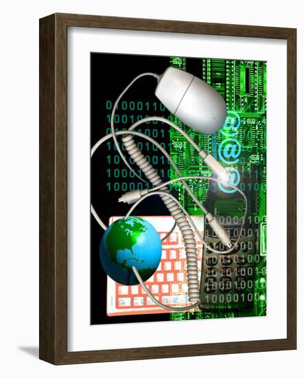 Computer Artwork of Internet Communication-Victor Habbick-Framed Photographic Print