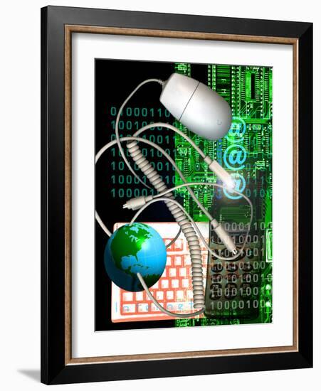 Computer Artwork of Internet Communication-Victor Habbick-Framed Photographic Print