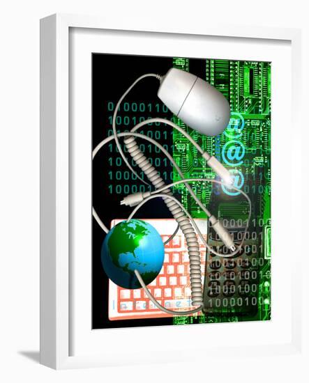 Computer Artwork of Internet Communication-Victor Habbick-Framed Photographic Print