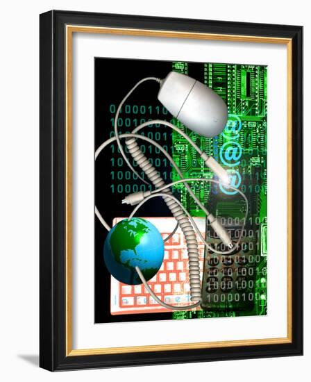 Computer Artwork of Internet Communication-Victor Habbick-Framed Photographic Print