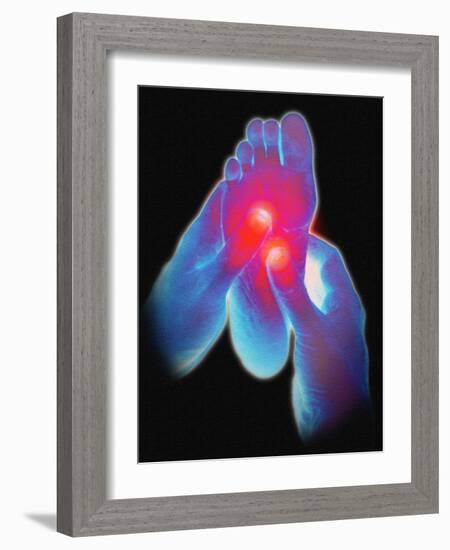 Computer Artwork of Reflexologist Massaging a Foot-David Gifford-Framed Photographic Print