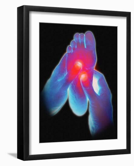 Computer Artwork of Reflexologist Massaging a Foot-David Gifford-Framed Photographic Print