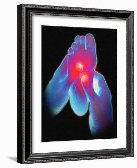 Computer Artwork of Reflexologist Massaging a Foot-David Gifford-Framed Photographic Print