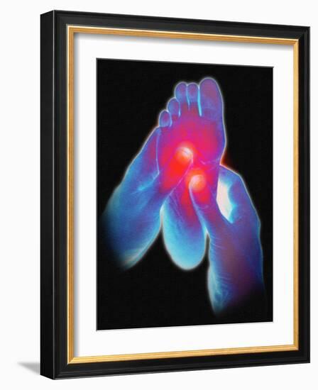 Computer Artwork of Reflexologist Massaging a Foot-David Gifford-Framed Photographic Print