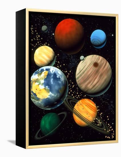 Computer Artwork Showing Planets of Solar System-Roger Harris-Framed Premier Image Canvas