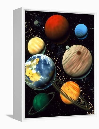 Computer Artwork Showing Planets of Solar System-Roger Harris-Framed Premier Image Canvas