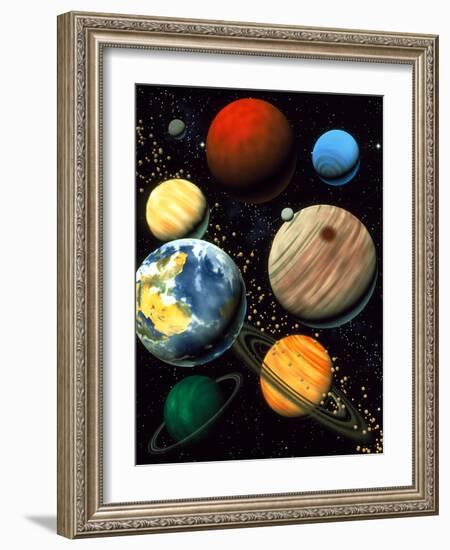 Computer Artwork Showing Planets of Solar System-Roger Harris-Framed Photographic Print