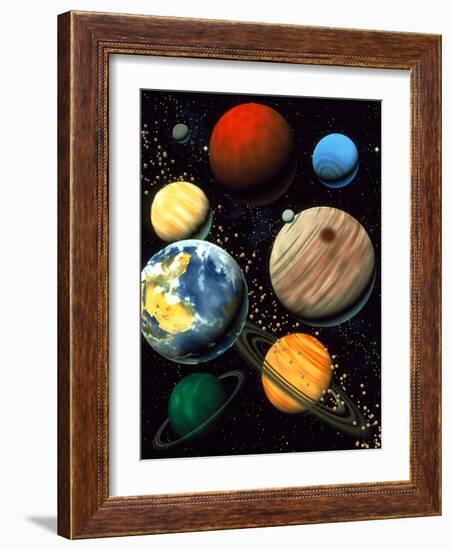 Computer Artwork Showing Planets of Solar System-Roger Harris-Framed Photographic Print