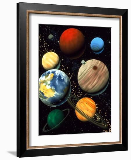 Computer Artwork Showing Planets of Solar System-Roger Harris-Framed Photographic Print