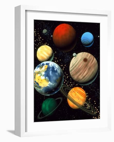 Computer Artwork Showing Planets of Solar System-Roger Harris-Framed Photographic Print