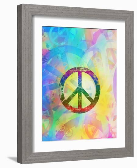 Computer Designed Highly Detailed Grunge Abstract Textured Collage - Peace Background-Gordan-Framed Art Print