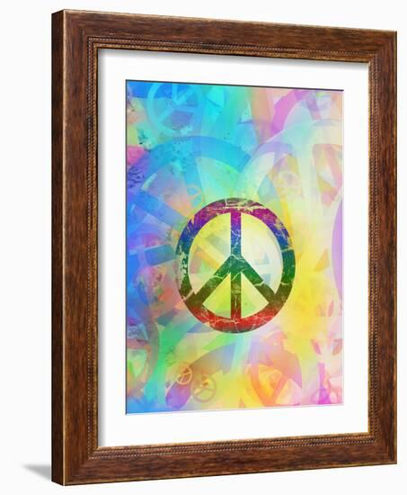 Computer Designed Highly Detailed Grunge Abstract Textured Collage - Peace Background-Gordan-Framed Art Print