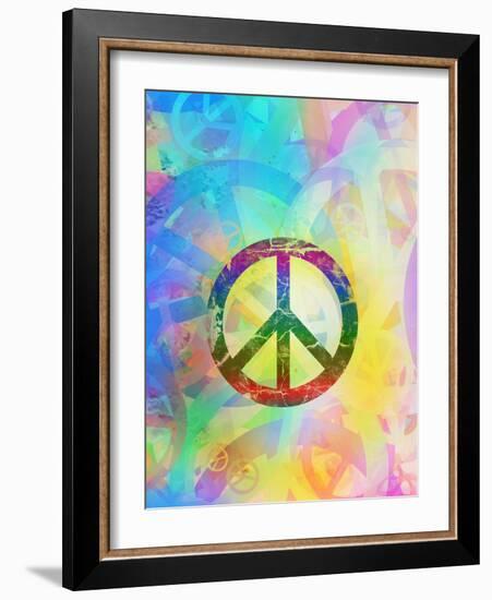 Computer Designed Highly Detailed Grunge Abstract Textured Collage - Peace Background-Gordan-Framed Art Print