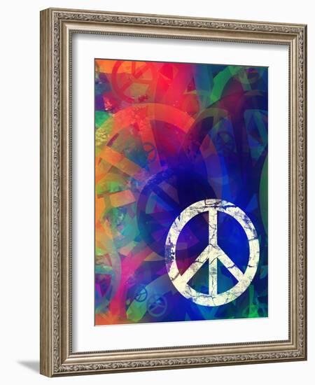 Computer Designed Highly Detailed Grunge Abstract Textured Collage - Peace Background-Gordan-Framed Art Print