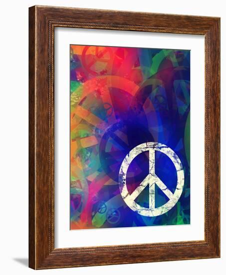 Computer Designed Highly Detailed Grunge Abstract Textured Collage - Peace Background-Gordan-Framed Art Print