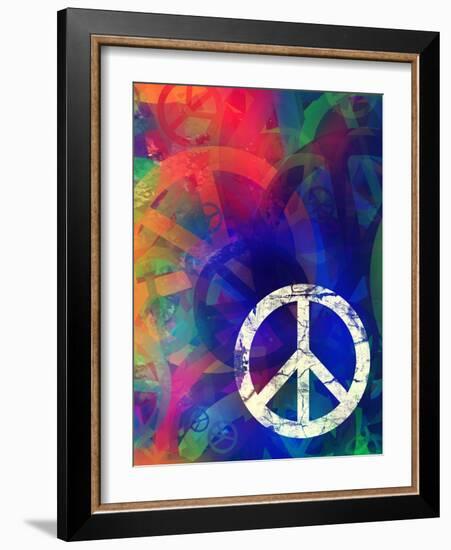 Computer Designed Highly Detailed Grunge Abstract Textured Collage - Peace Background-Gordan-Framed Art Print