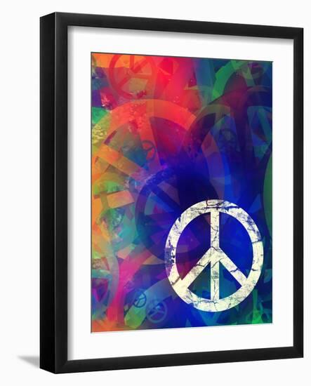 Computer Designed Highly Detailed Grunge Abstract Textured Collage - Peace Background-Gordan-Framed Art Print